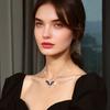 Women Necklace Rhinestones Angle Wing Shape Pendant Choker Necklace Adjustable Extended Chain Necklace Clothing Accessories