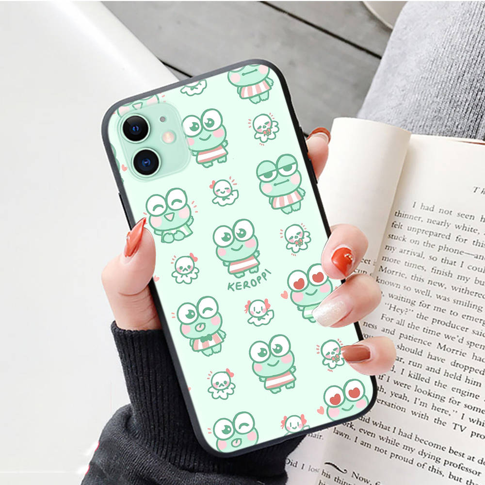 Black Case for iPhone 16 15 Plus 14 13 12 11 Pro 8 6 SE XR XS Max P30 Nova 5T Y5P Y6 Y7 Y8P Y9 Realme C30 C33 C31 L-17 Lovely Keroppi