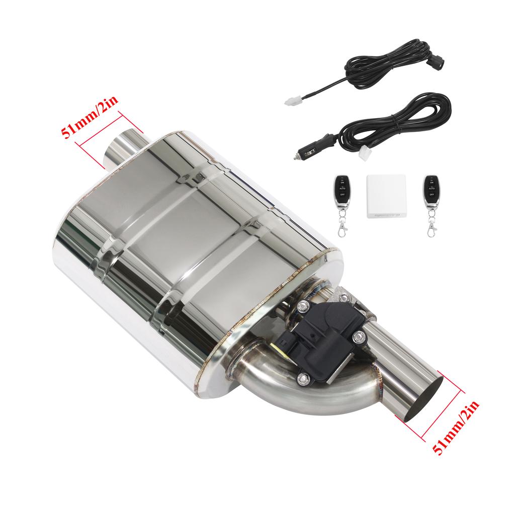 Valved Muffler Kit Universal Muffler Remote Control For Electronic Exhaust Cutout Valve 51 60 63 70 76mm Offset In Offset Out