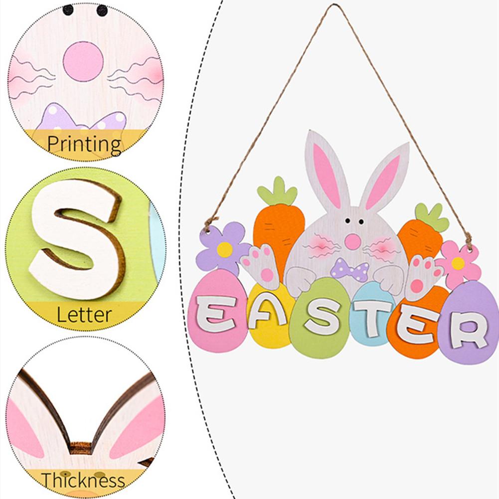Colorful Wooden Easter Pendant Easter Carrot Element Letter Card Decoration For Indoor Outdoor Parties Exquisite Gifts