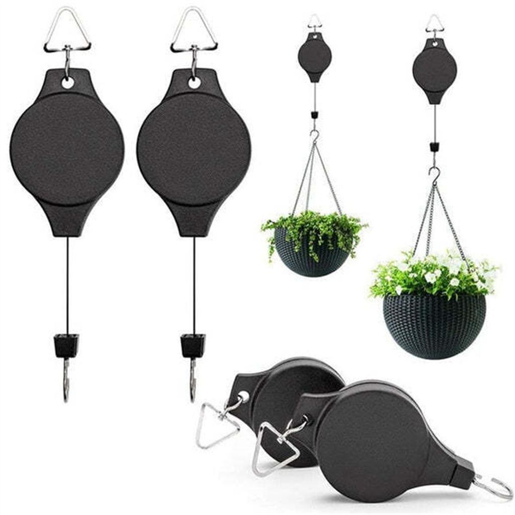 Plant Hanger, Retractable Pulleys, Max Load Capacity 22 LB Adjustable Hanging Flower Basket Hooks, Hanger For Garden Baskets Pots And Birds Feeder