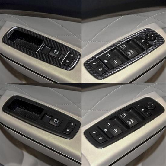 4pcs For Chrysler 300 2015-21 Carbon Fiber Window Switch Interior Cover Trim