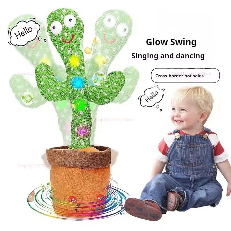 1pc Dancing Cactus Toy Repeat Talking Song Speaker Wriggle Dance Sing Talk Plushie Stuffed Interaction Decoration Education Pla