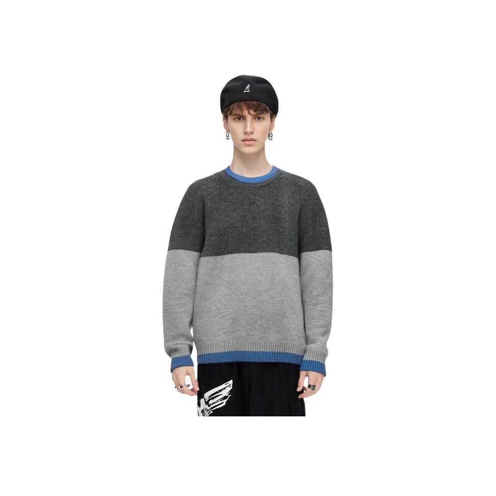 Uniqlo Свитер мужской X JW Anderson X Federer, коллаборация, color block, свободный крой, круглый вырез, темно-серый 465889-08