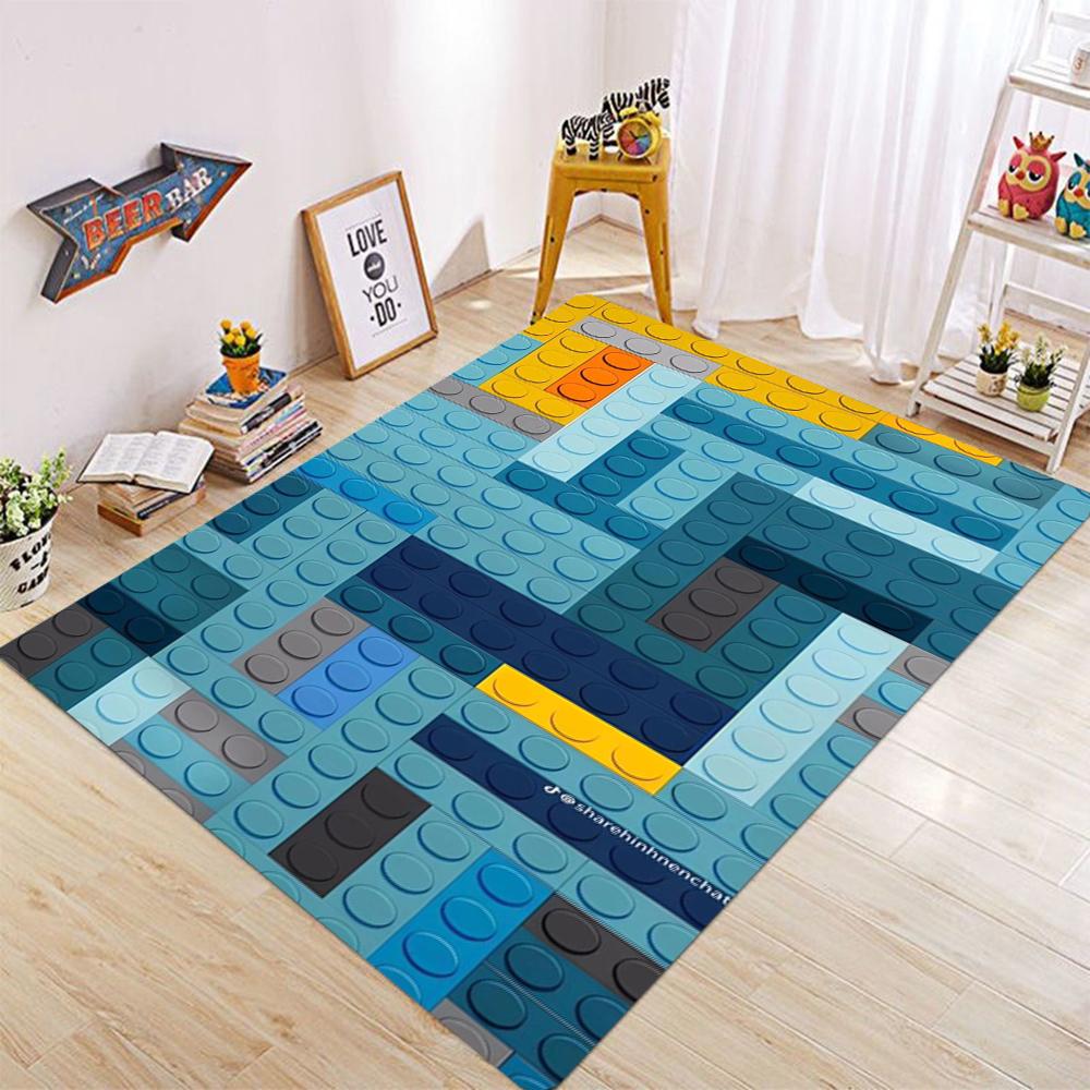 Color Lattice Carpet Squares 3D Printing Bedroom Living Room Hallway Long Strip Anti-slip Area Rug Sofa Doormat Home Mats Decor