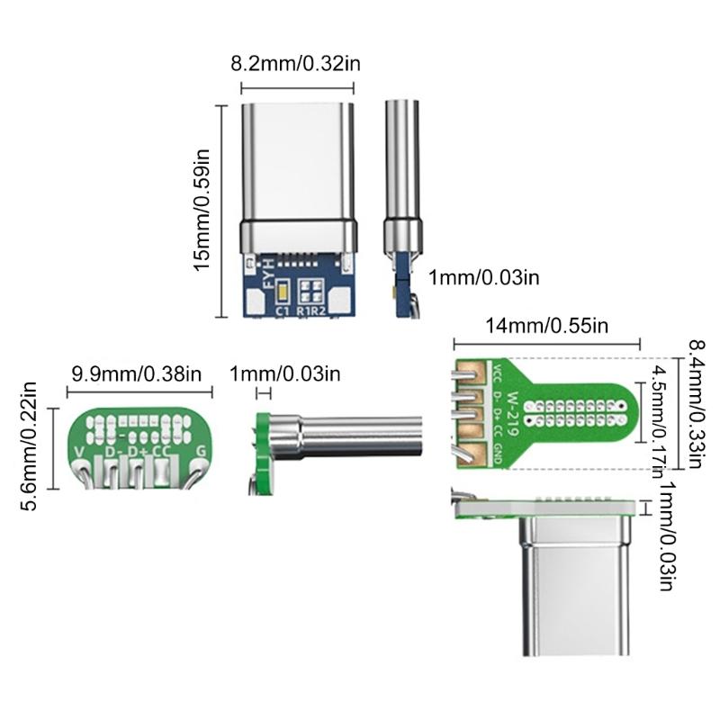 Разъем-гнездо USB 4Pin/Type C 5Pin для монтажа на печатную плату, порт, 90 градусов, прямой угол, для ремонта, замены, адаптер USB 2.0