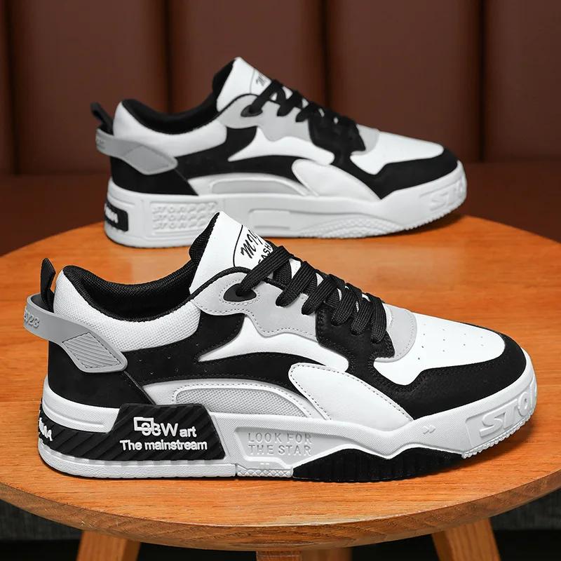 Fashion New Men's Sports Men's Comfortable Platform Shoes 2024 Fashion Lace Up Vulcanized Shoes White Casual Sneakers Zapatillas