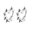 Geometric Design Heart Hoop Earrings Silver Color Rivet Earrings Cool Piercing Earrings  For Women