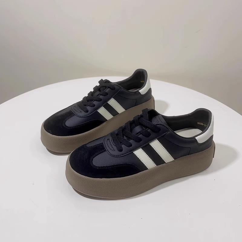 Немецкие тренировочные женские туфли из натуральной кожи, новинка 2025 года, белые туфли на платформе, ретро-обувь Forrest Gump, повседневная спортивная обувь для сноуборда