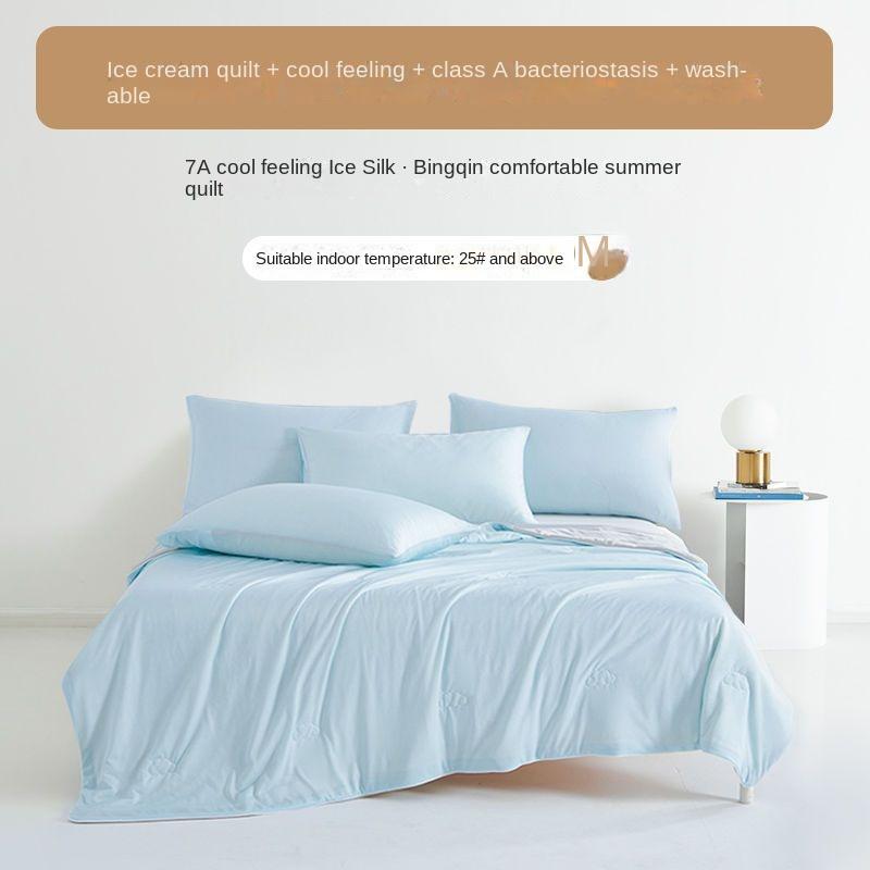 Cooling Blanket Silk Summer Cool Quilt Air Conditioned Quilt Summer Blanket Ice Silk Summer Thin Quilt Single or Double