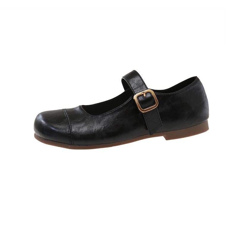 Новые удобные туфли с плоским дном и круглым носком, весна 2025 г., повседневная обувь в корейском стиле в стиле ретро, туфли Мэри Джейн для женщин