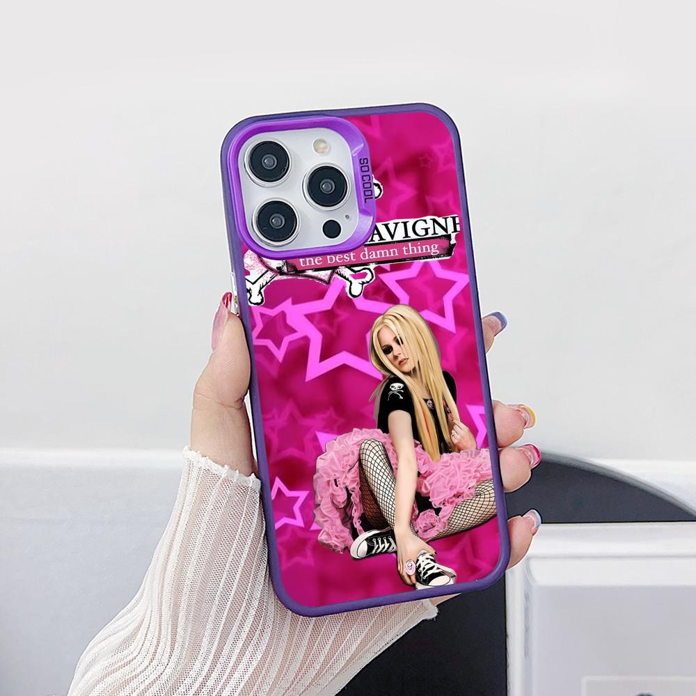 Avril Lavigne Purple Translucent Mobile Phone Case for iPhone 17 16 15 14 13 12 11 X XR XS Air Pro Max Plus Colorful Cover