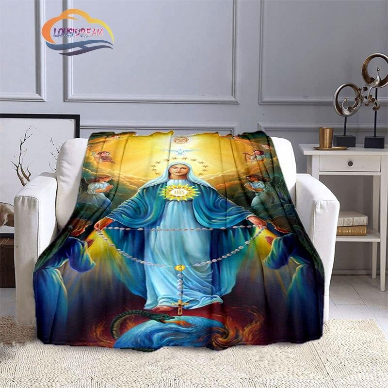 Одеяла с 3D принтом Христа Пресвятой Девы Марии, модные фланелевые кашемировые одеяла, модные религиозные мягкие покрывала, диванные одеяла