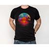 Retro Vinyl Record Sunset Palm Tree Ocean Reflection T Shirt Vintage Comfortable Breathable Versatile