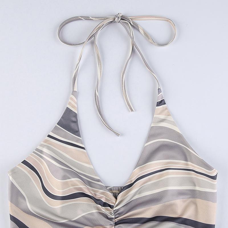 Y2K европейский и американский стиль, персонализированное платье с V-образным вырезом и висячим вырезом, облегающее платье с запахом ягодиц и открытой спиной