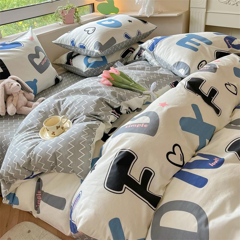 Комплект постельного белья из четырех предметов, пододеяльник из чистого хлопка с цветочным рисунком, простыня для спальни из трех предметов