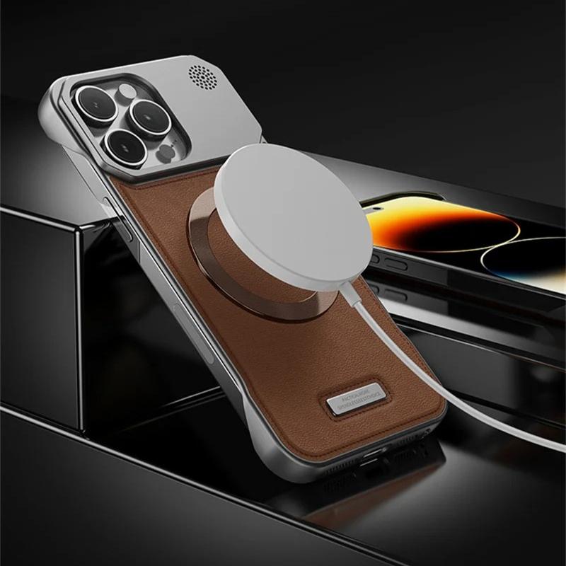 Магнитный чехол для ароматерапии из ПУ-кожи для iPhone 17 Air 11 12 13 14 15 16 Pro Max Plus Mini, чехол без рамки с поддержкой беспроводной зарядки