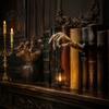 Decorative Sculpture for Shelf Skeleton Hand Lantern Light, Warm LED Library Nightlight, Gothic Halloween Light Mini Bookshelf Lamp Book Nook, Bedroom