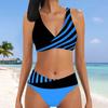 Женский купальник с подвесным вырезом и бикини с принтом в одну диагональную полоску, короткий купальник-майка