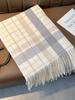 Milky Beige Plaid Thickened Scarf: Korean Style for Winter 2025