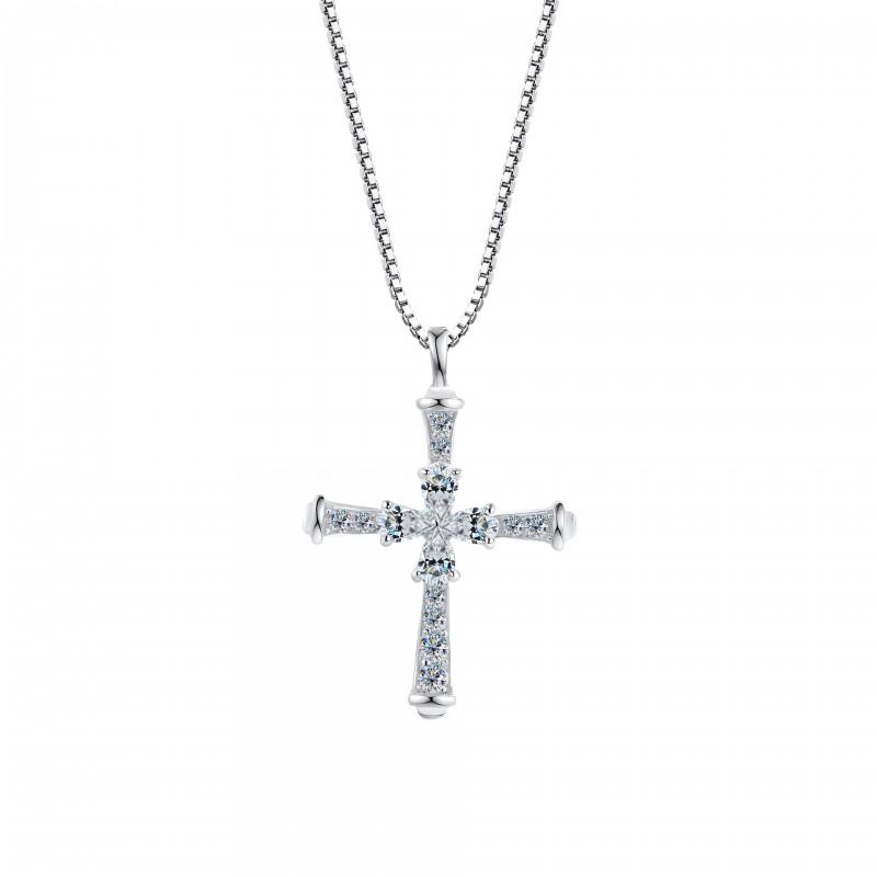 Cross Necklace Minimalist Design Luxury Sweater Chain Moissanite Fashion Jewelry Women