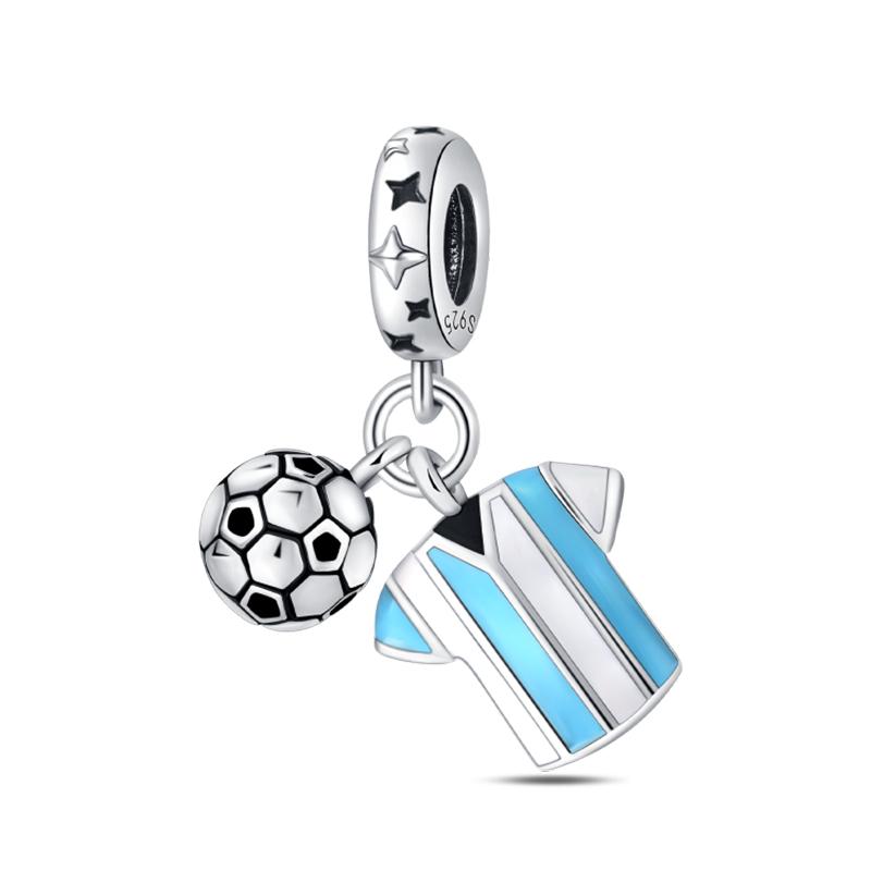 Новый 925 Серебряный Цвет Футбол Бадминтон Бейсбол Спортивная Серия Подвески Бусины Подходит Diy Оригинальный Браслет 925 Изящных Ювелирных Изделий DIY