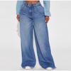 Stretch Waist High-Rise Baggy Jeans for Women - Vintage Raw Hem Denim Trousers, Flattering Curvy Fit & Casual Fashion