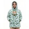 Womens Fleece Hooded Sweatshirt Loose Fit Warm Pullover With Drawstring Cap