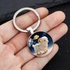 Брелок Зодиак Купольное стекло Сплав цинка Брелок с фоном звездного неба Украшения из золотой фольги 12 знаков зодиака Держатель для ключей