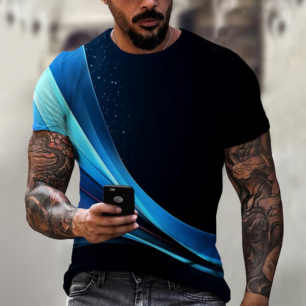 Мужская футболка с коротким рукавом и принтом, летняя круглая шея, трендовая повседневная толстовка