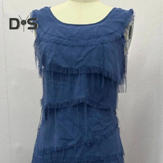 Леди летнее платье с бахромой, рваные, многослойные, без рукавов, с круглым вырезом, сплошной цвет, длиной до колена, пуловер трапециевидной формы с наклонным краем, повседневное платье миди для свиданий