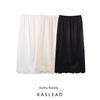 Kaslead New Women Clothes Western Style Carved Hole Embroidery Flower Acetate Satin Split Elastic Waist Skirt