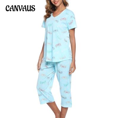 Летняя женская футболка с короткими рукавами и семь брюк, комплекты домашней одежды, пижамный комплект больших размеров