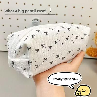 Простой черный пенал с высокой эстетической привлекательностью, милая косметичка для студентки, сумка для хранения канцелярских принадлежностей большой вместимости