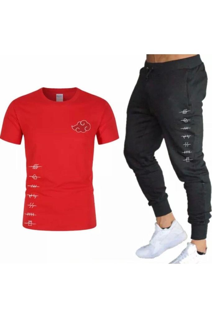 Мужской комплект спортивного костюма больших размеров больших размеров, хлопковый летний мужской спортивный костюм с короткими рукавами в стиле аниме с облачным принтом, комплект спортивного костюма больших размеров