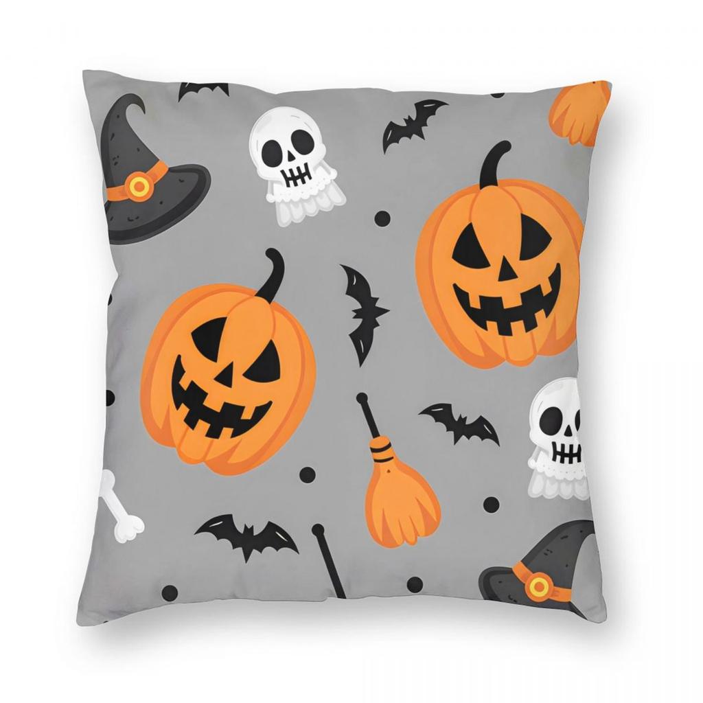 Spooky Halloween Pillowcase Printing Polyester Cushion Cover Decor Ghosts Pumpkin Boo Pillow Case Cover Sofa Square Xcm