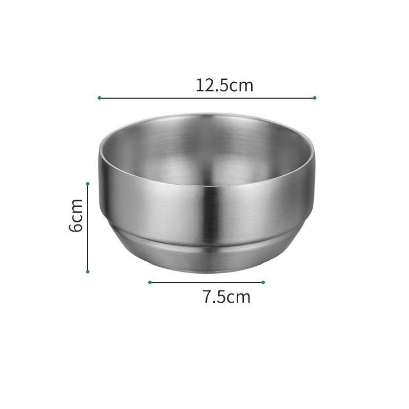 Korean 304 Stainless Steel Rice Bowl with Lid Double-Layer Anti-Scalding Soup Food Serving Bowls Container Kitchen Utensils
