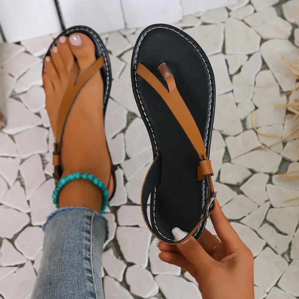 Women Sandals  New Summer Shoes for Women Open Toe Casual  Flip Flops Woman Sandals Buckle Strap Soft Bottom Ladies Shoes