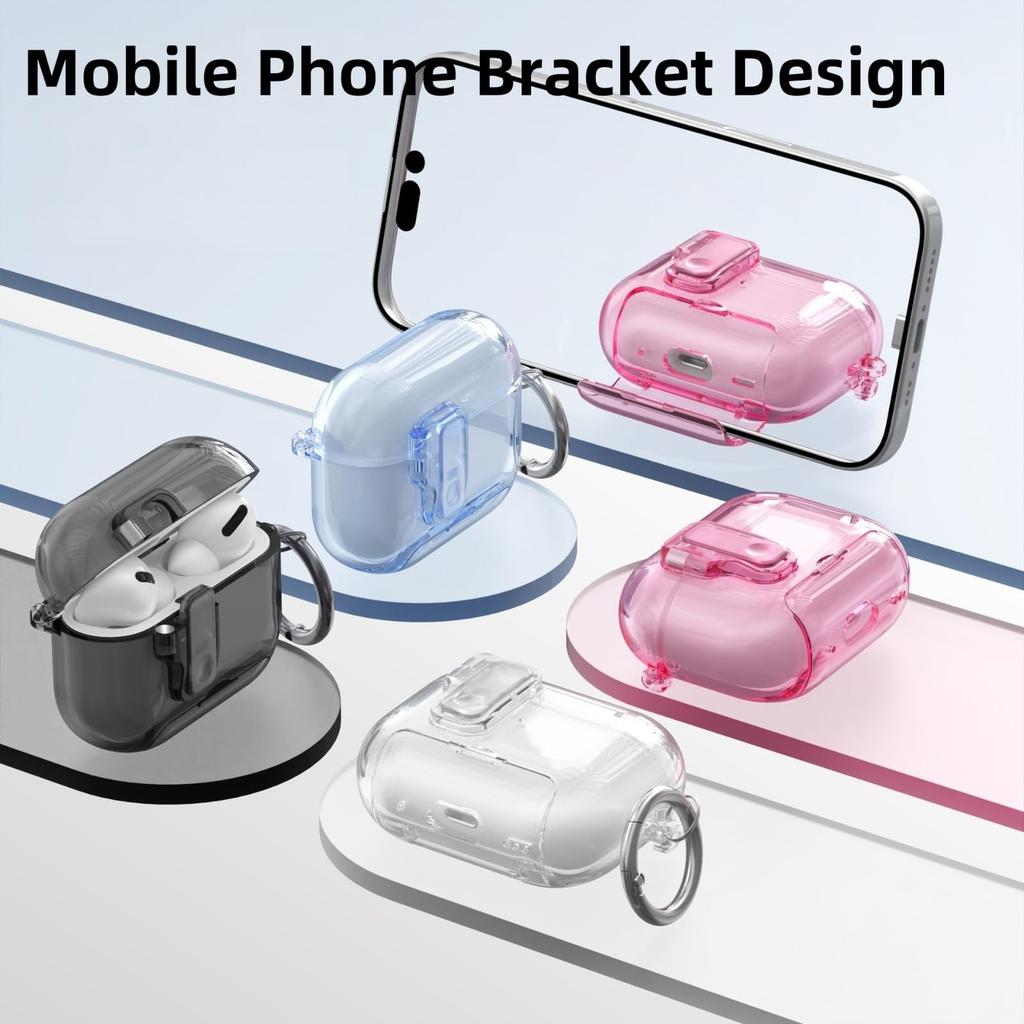 Прозрачный чехол для AirPods Pro 3, чехол-подставка для телефона с предохранителем, конструкция крышки с автоматическим открыванием, с крышкой для чистящего карандаша для AirPods Pro 3