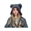Winter Cute Bear Ears Knit Hat for Women Fuzzy Slouchy Crochet Hat Soft Plush Warm Hat with Ear Flap