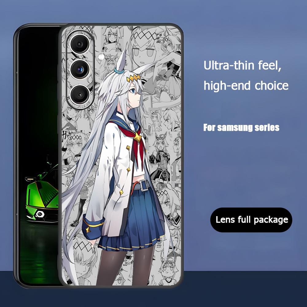 Чехол для телефона с игрой Uma Musume Pretty Derby для Samsung Galaxy S25 S24 S23 S22 S21 S20 Plus Ultra Note20 Мягкий Черный