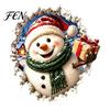 Christmas Window Decals Break-In 3D Wall Decal, Santa Claus/Deer/Snowman/Elf/Dog/Nutcracker/Gingerbread Man Patterns Self Adhesive Decor Cling,