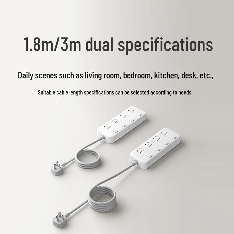 Удлинитель Xiaomi на 4 розетки с индивидуальными выключателями, китайская вилка (адаптер в комплекте)