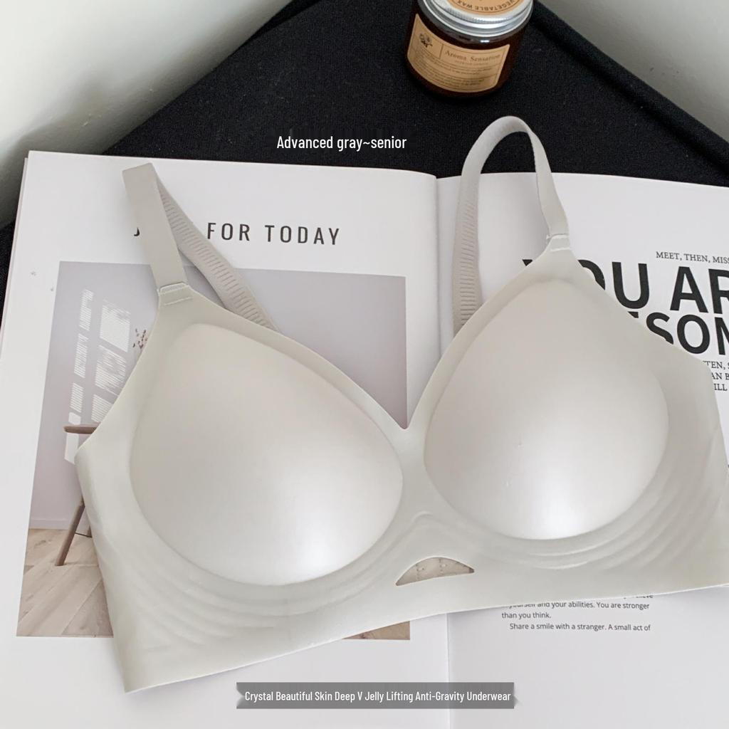 Желейный Мягкий Бесшовный Тонкий Бюстгальтер из Ледяного Шелка для Женщин - Поддержка Маленькой Груди, Предотвращение Провисания, Без Косточек, Собирающий Стиль