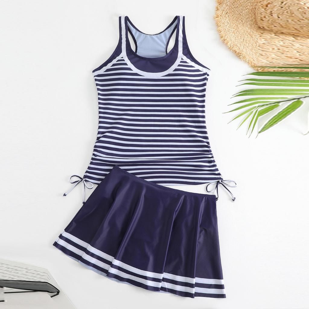 Женский раздельный модный сексуальный купальник с юбкой с принтом и подкладкой для груди без стальной поддержки