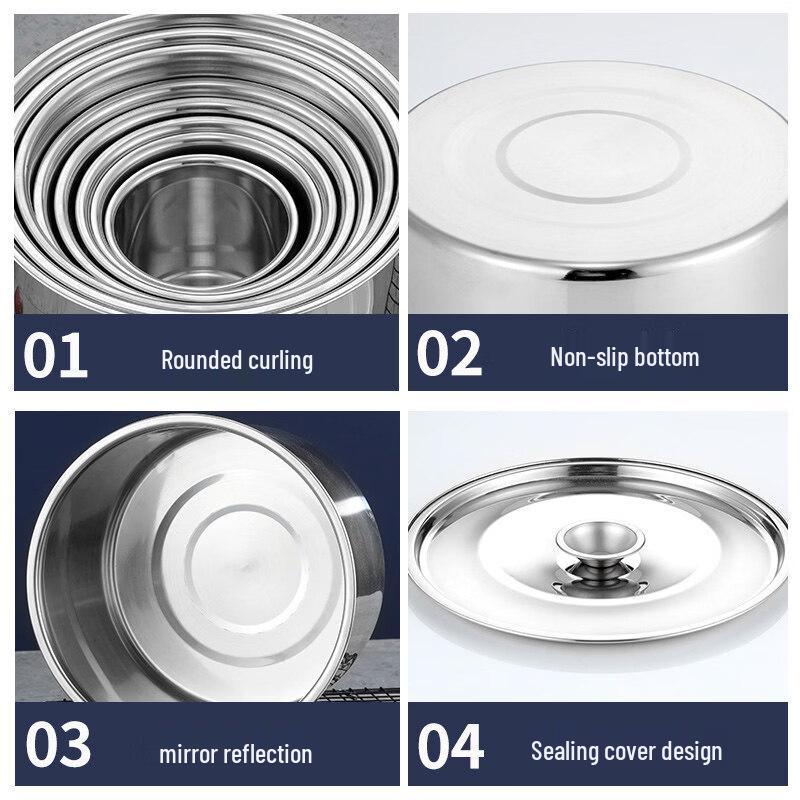 Commercial 304 Stainless Steel Deep Mixing Bowl
