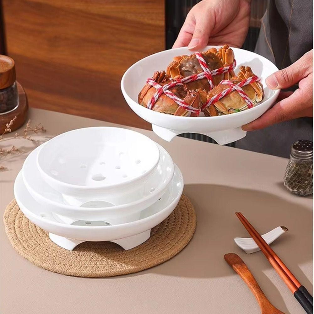 Hollow Porous Ceramic Steamer High-legged Steaming Bowl Universal Food Steaming Dish Egg Custard
