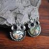 Vintage Forest Carving Owal Earrings Ethnic Bohemian Silver Color Metal Carving Round Shell Dangle Earrings Jewelry