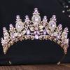 DIEZI Барокко Роскошная Розово-Красная Хрустальная Диадема Корона Для Женщин Свадебная Вечеринка Новая Элегантная Свадебная Невеста Цветочная Корона Аксессуары Для Волос