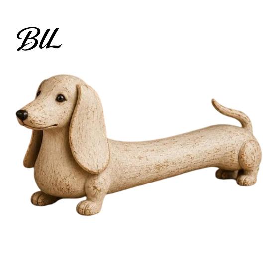 Decorative Ornaments for Windowsill Vintage Dachshund Dog Figurine, Wiener Statue, Rustic Animal Tabletop Figures Office Desk Decor Ornament,